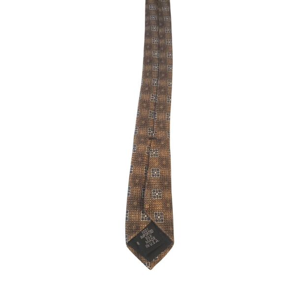 Andrew Fezza New York Mens Tie Necktie Designer Luxury Brown Blue Geometric - Picture 7 of 11